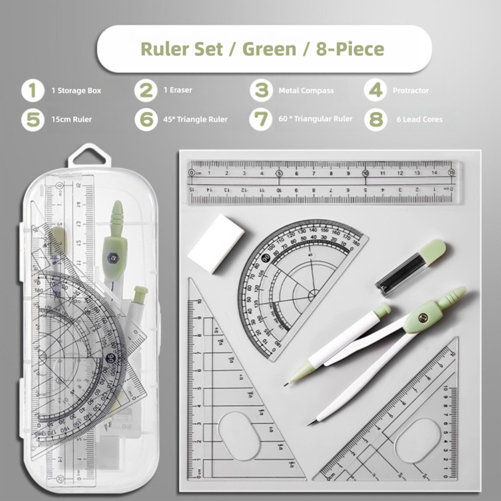 Compass Geometry Set - 8 قطعة/المجموعة البلاستيك حاكم البوصلات مجموعة