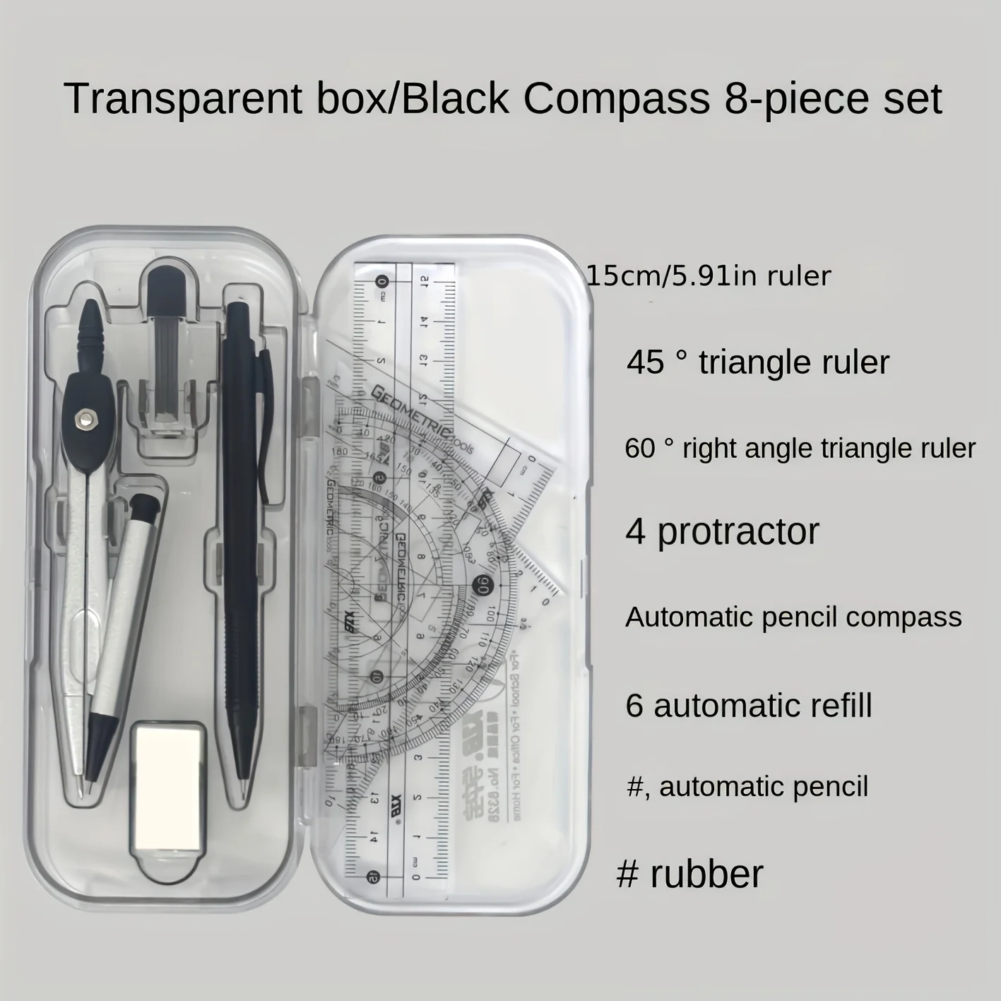 مجموعة هندسية رياضية 8 في 1 مع - مراجعة Compass Geometry Set وسعره