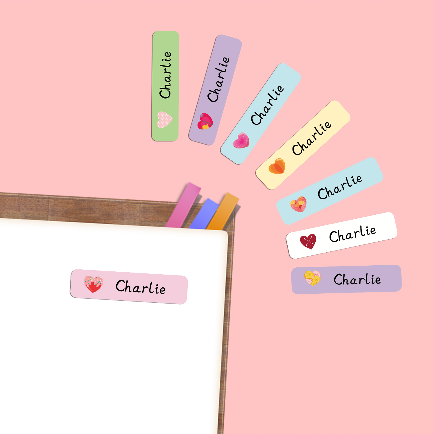 شخصية شكل قلب اسم العلامات ملص - مراجعة Stationery Supplier وسعره