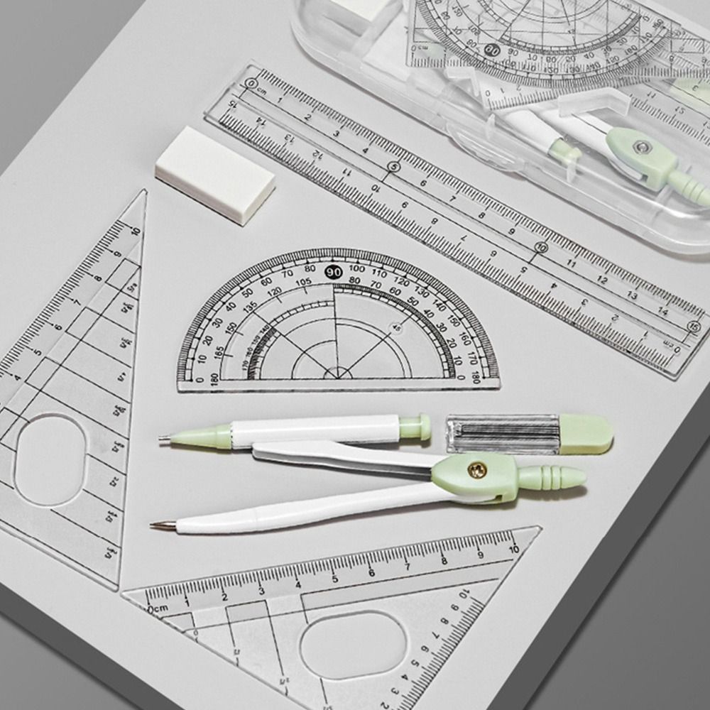 8 قطعة/المجموعة البلاستيك حاكم - مراجعة Compass Geometry Set وسعره